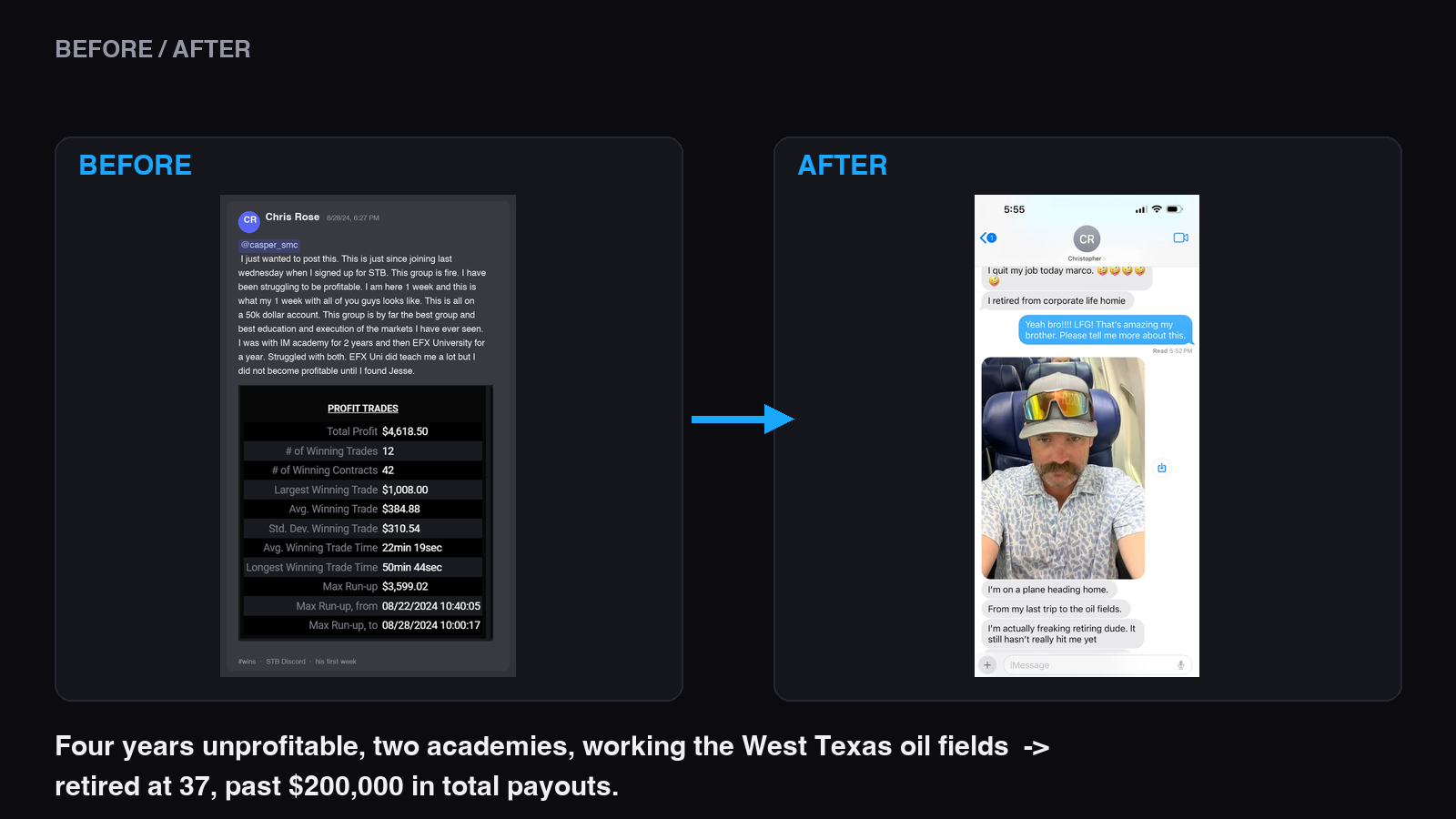 Before and after proof for Chris Rose