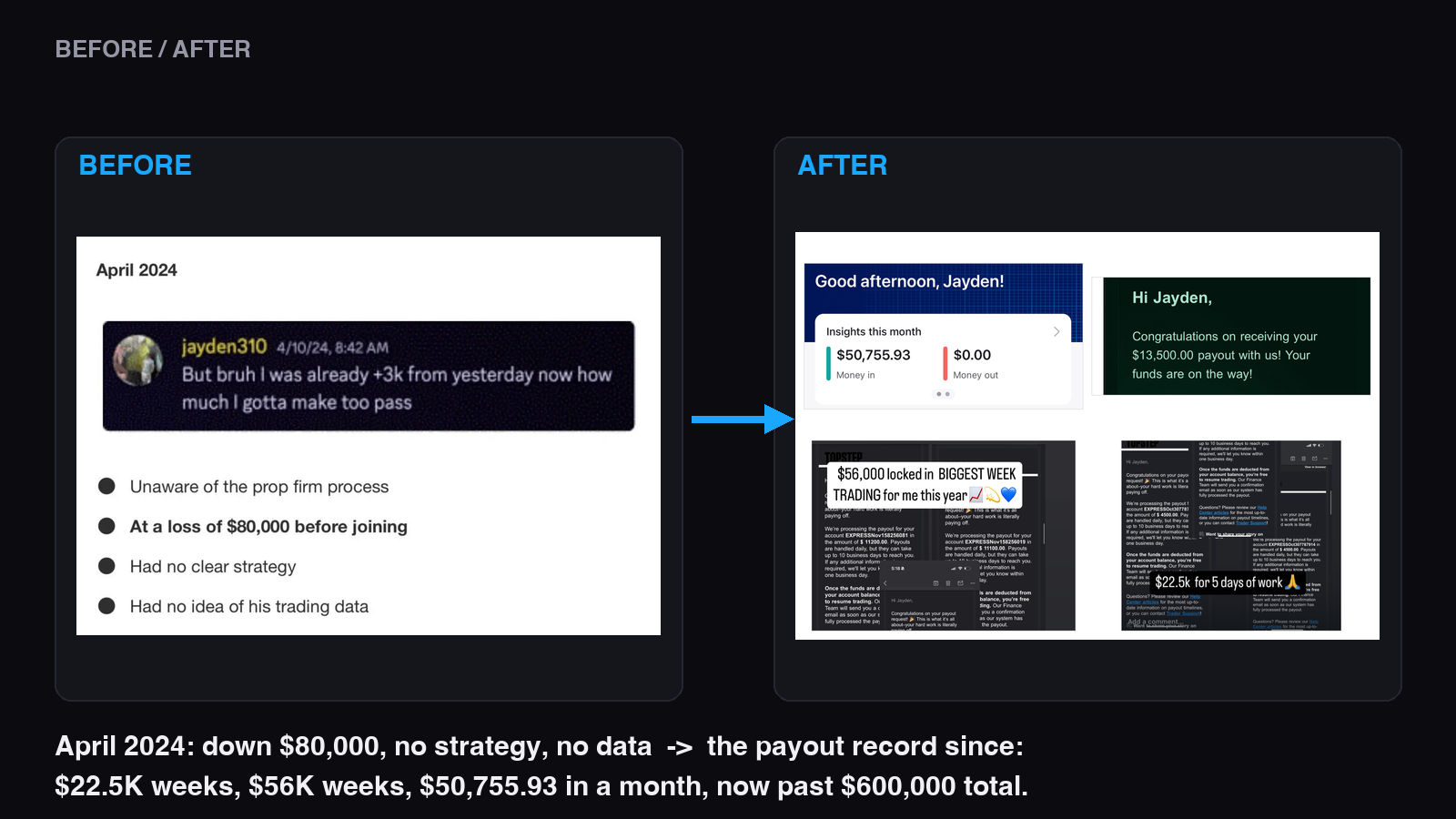 Before and after proof for Jayden
